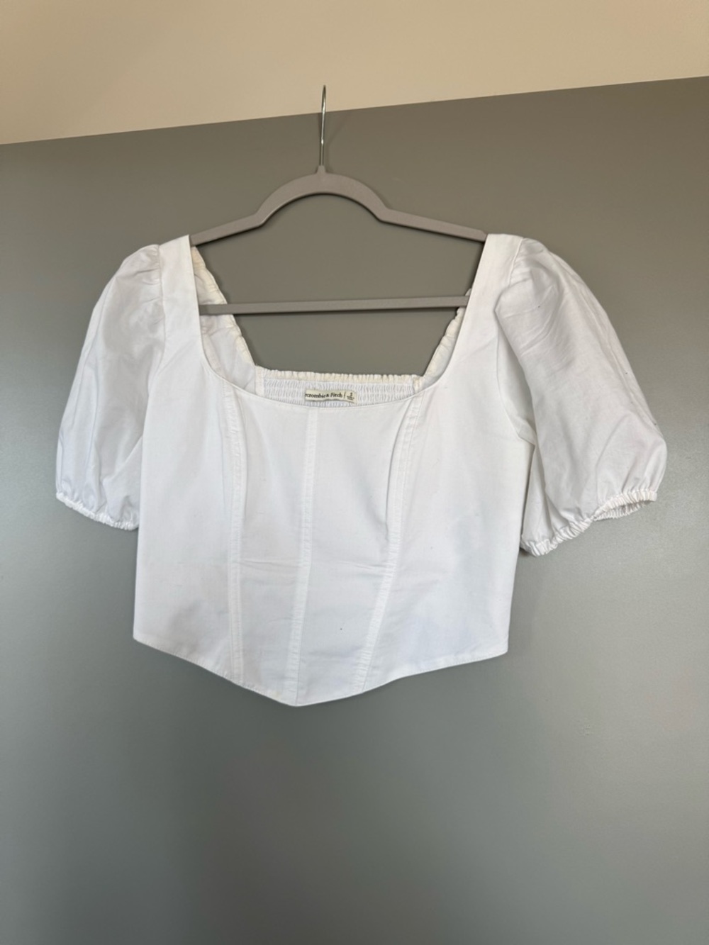 Abercrombie & Fitch Puff Sleeve Square Neck Corset Crop Top
